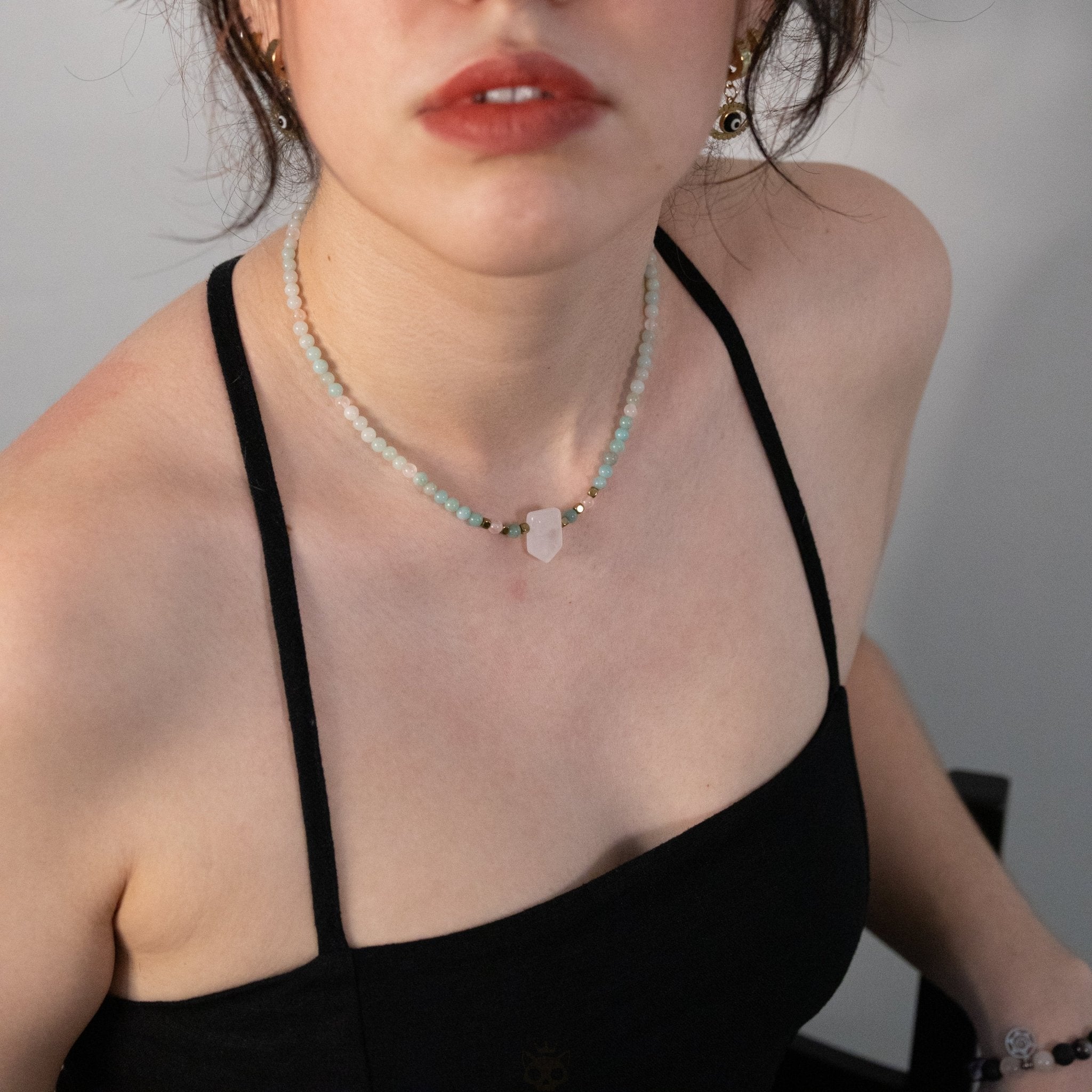 Amazonite & Rose Quartz Necklace – crystal – Corona Charms
