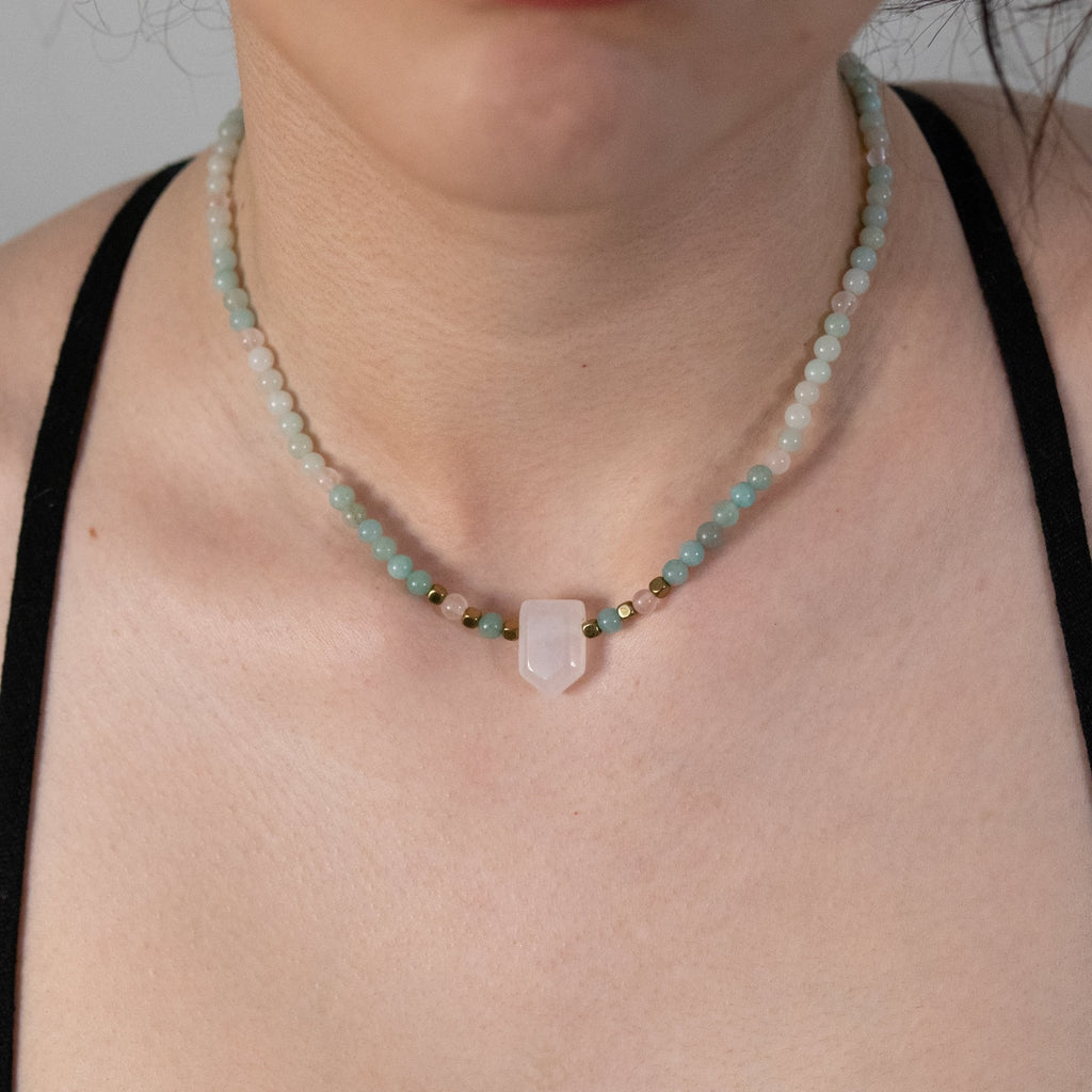 Amazonite & Rose Quartz Necklace – crystal – Corona Charms
