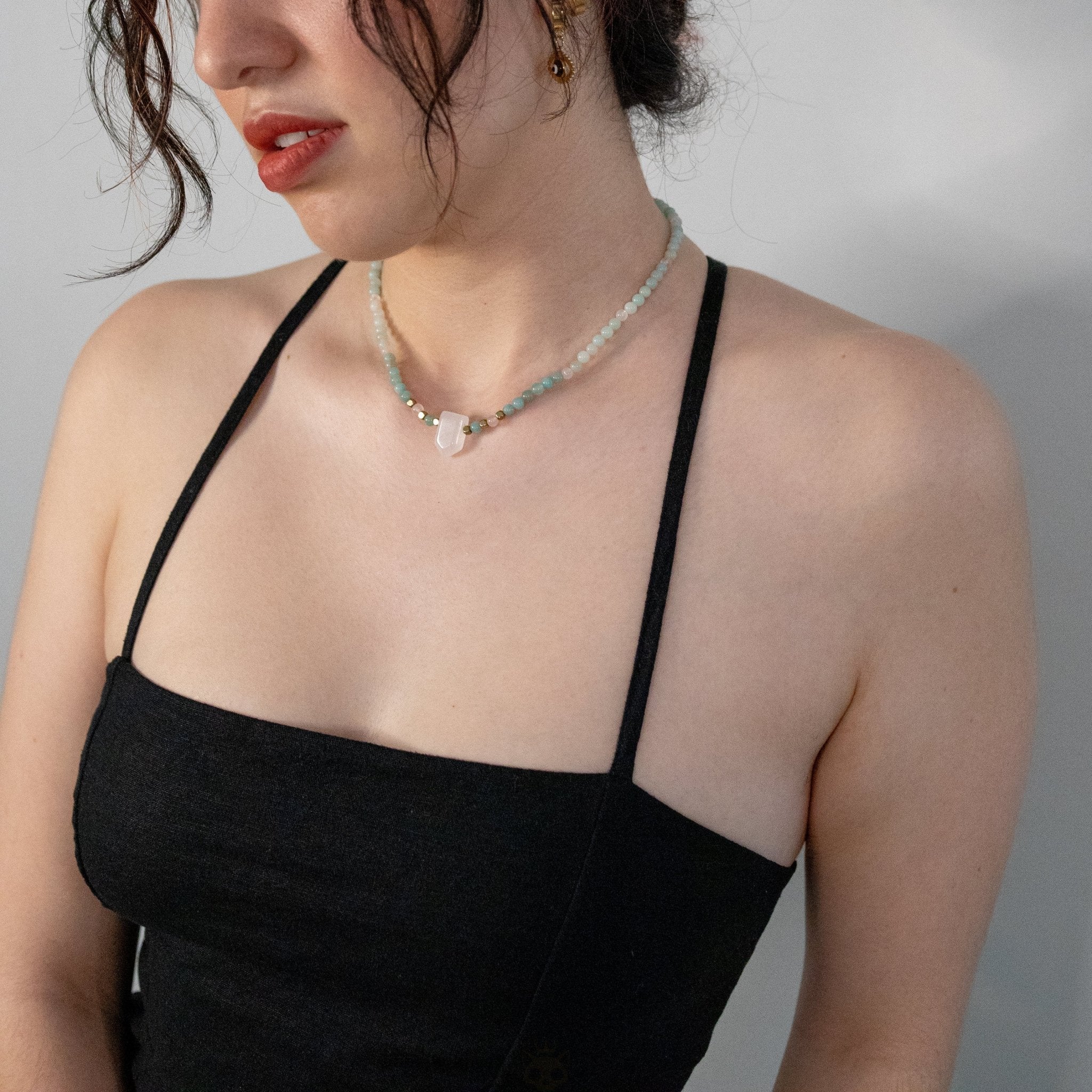 Amazonite & Rose Quartz Necklace – crystal – Corona Charms