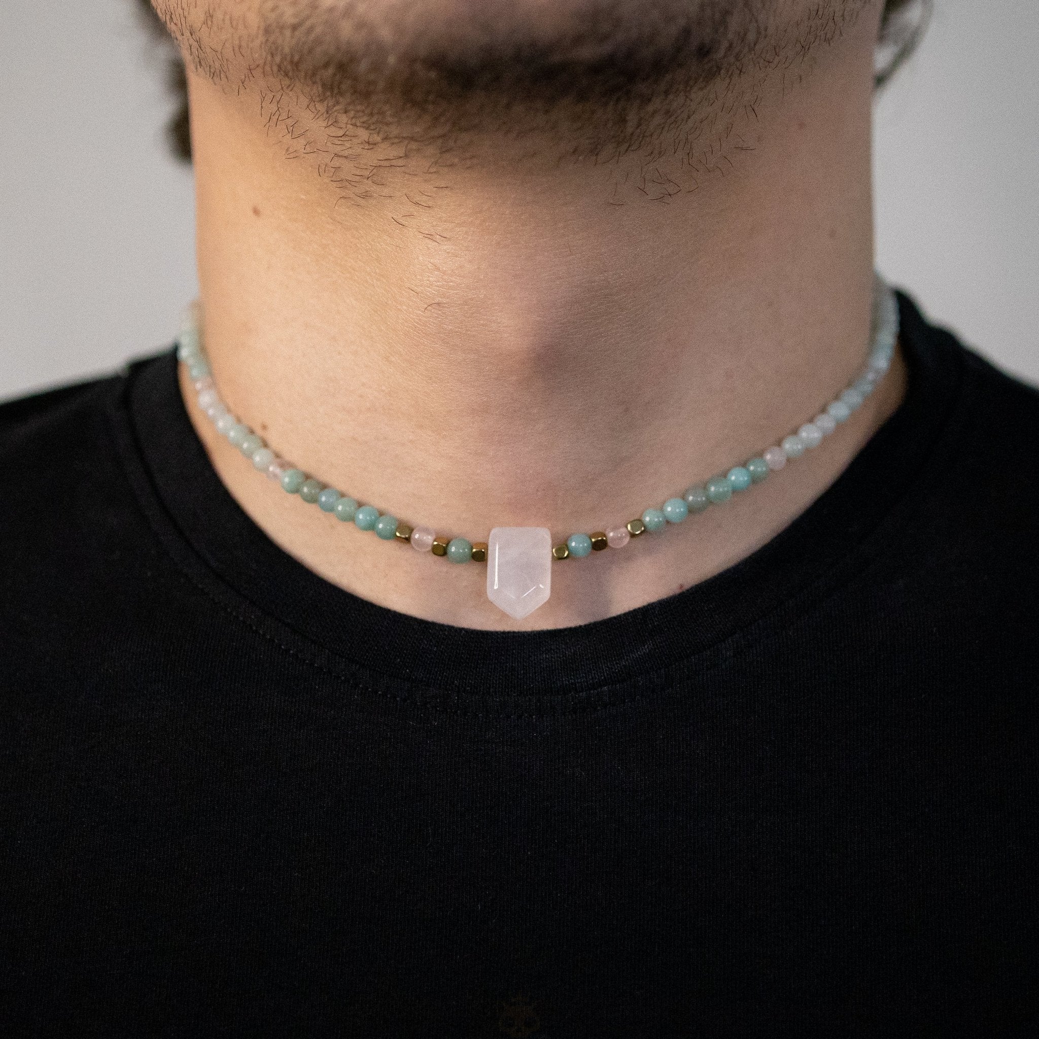 Amazonite & Rose Quartz Necklace – crystal – Corona Charms