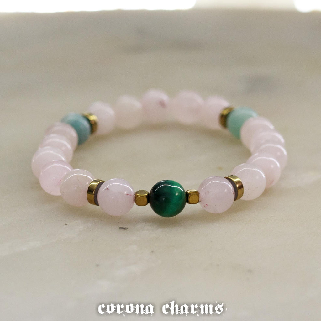 Handmade Gemstone Beaded Bracelet, Love & Abundance, Healing Jewelry – XS crystal – Corona Charms