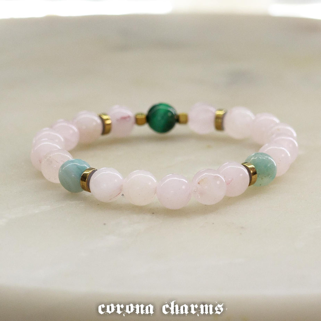 Handmade Gemstone Beaded Bracelet, Love & Abundance, Healing Jewelry – XS crystal – Corona Charms