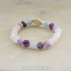 Handmade Gemstone Bracelet, Boho Turtle Charm, Healing Crystal Jewelry – XS crystal – Corona Charms