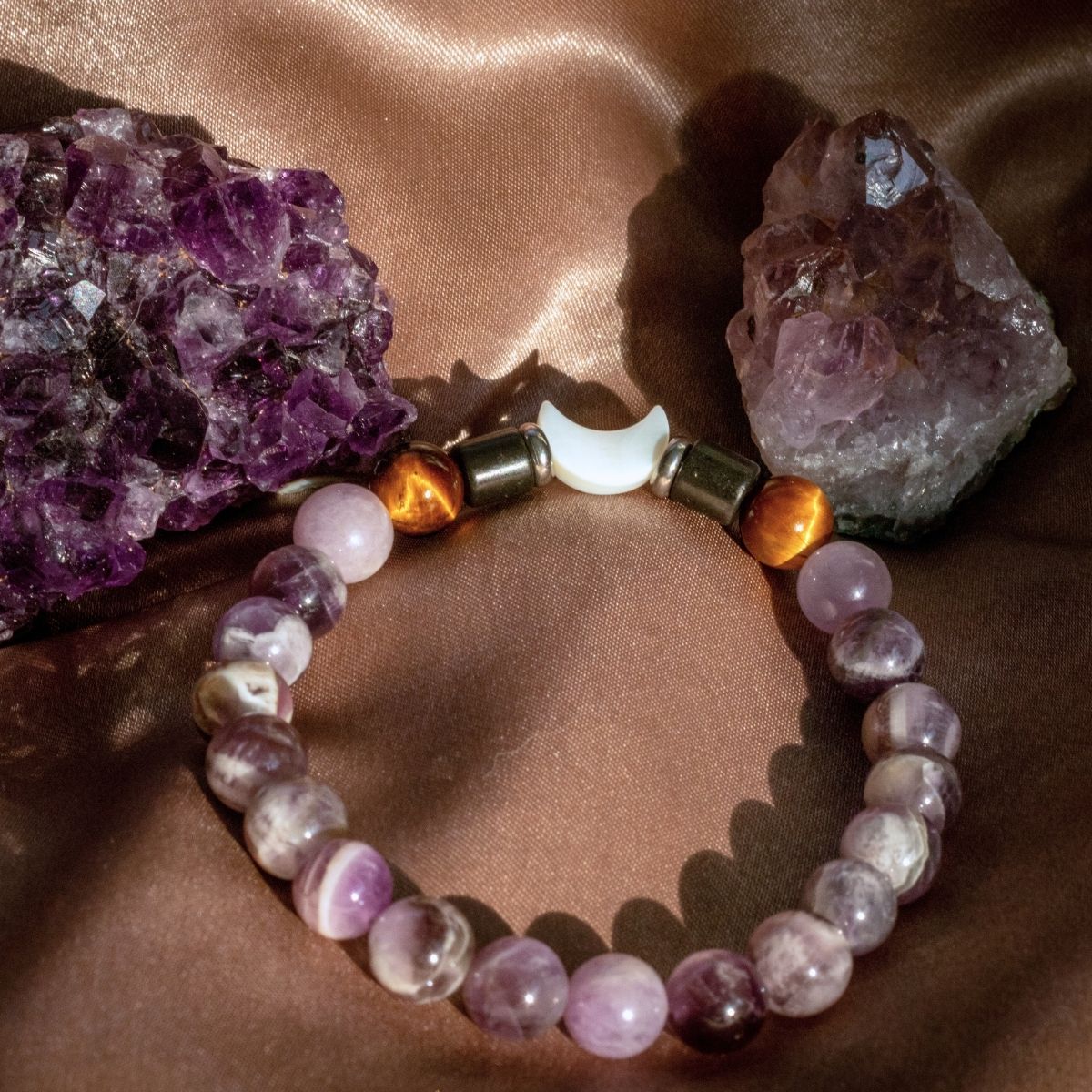 Moonlight Lover Bracelet | Dark Amethyst & Stainless Steel – XS crystal – Corona Charms