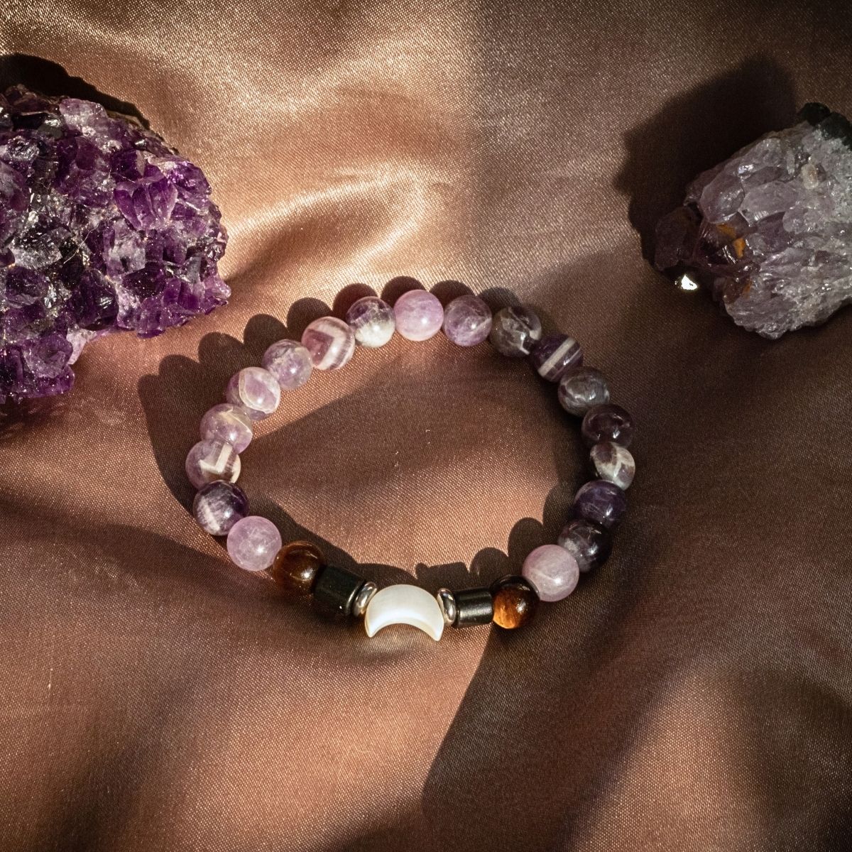 Moonlight Lover Bracelet | Dark Amethyst & Stainless Steel – XS crystal – Corona Charms