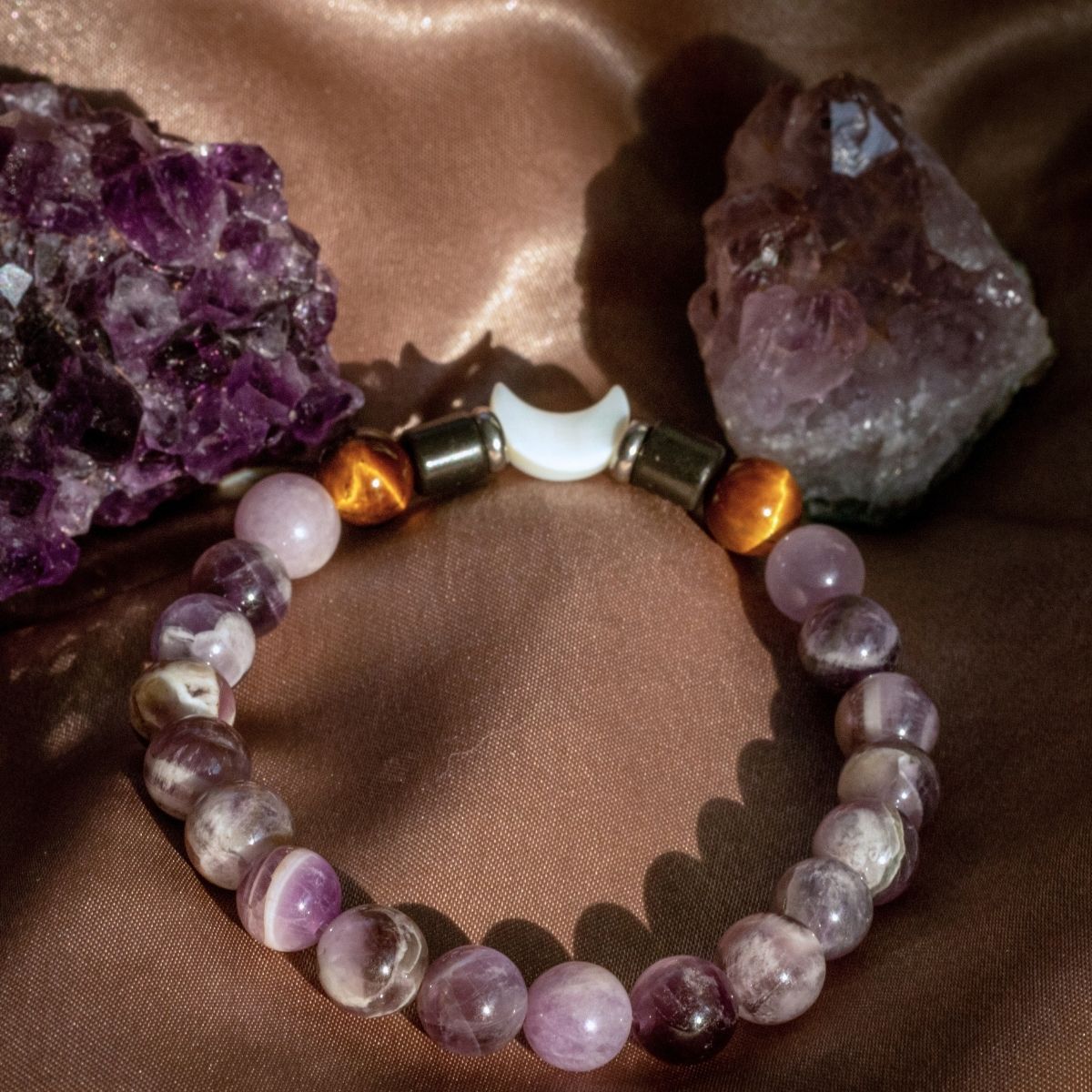 Moonlight Lover Bracelet | Dark Amethyst & Stainless Steel – XS crystal – Corona Charms