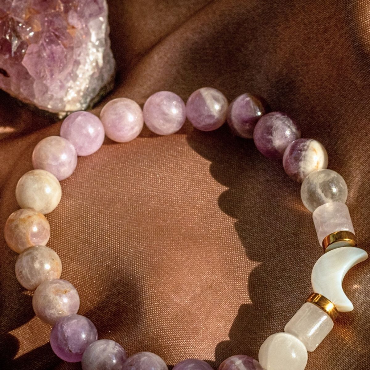Moonlight Lover Bracelet | Lavender Amethyst & Golden Hematite – XS crystal – Corona Charms