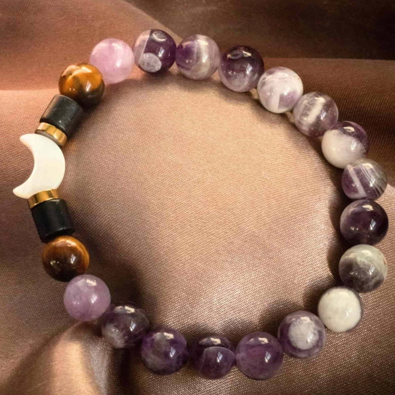 Moonlight Lovers Bracelet – Handmade Beaded Jewelry for Couples & Friends – Hematite Golden Plated crystal – Corona Charms